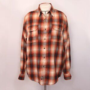 Orange and Blue Plaid Pendleton Pioneer Fitted Shirt